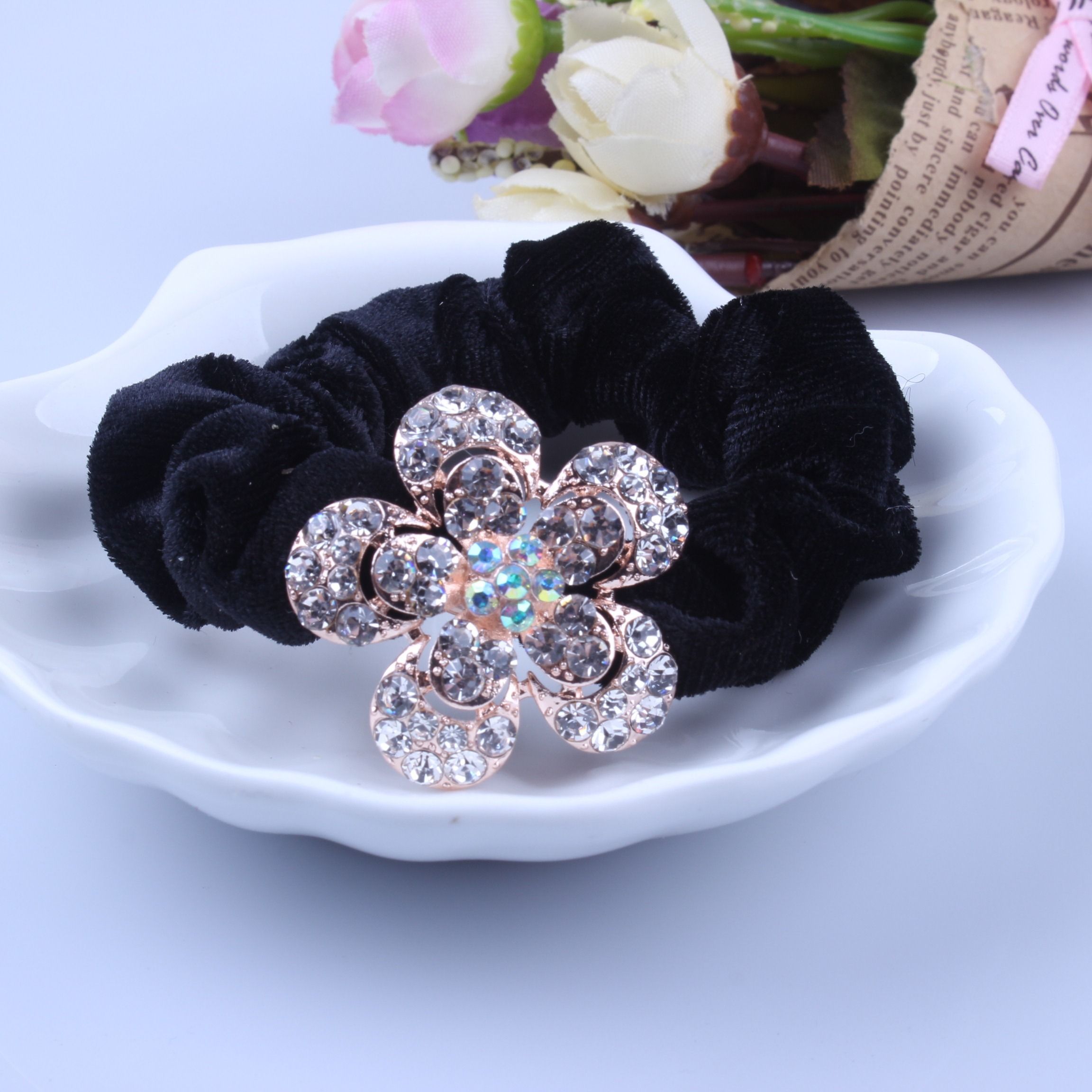 1 PC Black Velvet Scrunchies P - مراجعة Tablet Accessories For Girls وسعره
